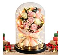 Gentle Light Floral Romantic Tabletop Ornament Forever Flowers in Glass