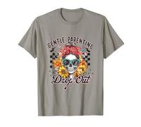 Gentle Parenting Dropout Sarcastic Mom Retro Skull Flower Maglietta