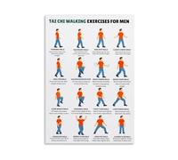 Gentle Tai Chi Walking Chart Balance and Stability Training Poster Step by Step Guide Canvas Wall Art for Studio Decor(Unframed,08X12inch(20X30cm))
