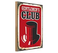 Gentlemen's Club - Targa in legno con cilindro vintage e monocolo, perfetta per bar o stanza degli uomini, 30 cm x 40 cm