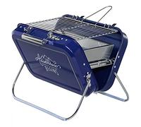 Gentlemen's Hardware Barbecue portatile, leggero, stile valigia, in acciaio inox, colore: blu navy/blu, 32 x 31,5 x 40 cm, GEN253, griglia e vassoio carbone inclusi.