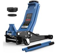 GENTOR domkraft idraulica 3T - altezza di sollevamento piatta da 75-505 mm, con 2 x supporti in gomma, domkraft professionale per auto, autovetture, SUV e officina (blu chiaro)