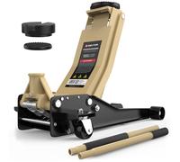 GENTOR Jack idraulico 3T, altezza di sollevamento piatta 75-505 mm, con 2 supporti in gomma, martinetto professionale, per auto, auto, SUV, officina (beige)