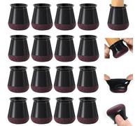 Gentpovth 16 Pezzi Tappi Silicone per Sedie, Feltrini Rotondi Con Feltro, 14-20mm Elastiche Piedini Con Feltrini, per Proteggere i Pavimenti da Graffi e Rumori (Nero)