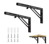 Gentpovth 2 Pezzi 300mm/12in Staffe da Muro Parete, Staffe Pieghevoli per Tavolo da Muro, Staffe Mensole Pesanti, Cremagliera per Mensole con Viti, per Garage, Cucina, Camera Da Letto Salvaspazio