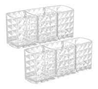 Gentpovth 2 Pezzi Organizer per Trucco in Acrilico Espositore, Contenitori organizzatori per make-up, 3 Scomparti Acrilico Cristallo Cosmetici Organizer, come organizzatore per trucchi e pennelli