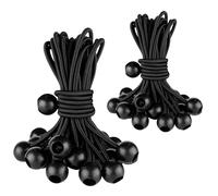 Gentpovth 50 pezzi Corde Elastiche con Sfere,corde elastiche a sfera da 15 cm e 20cm Corde di fissaggio universali,per Teloni,Tende,Baldacchino,Striscioni,Bandiere,Campeggio(Nero)