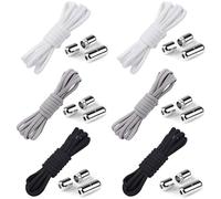 Gentpovth 6 Paia Lacci Scarpe Elastici con Chiusura in Metallo, No Tie Lacci Delle Scarpe, Lacci Elastici per Scarpe Adulti Bambini, per Scarpe da Ginnastica, Scarpe da Corsa (100 x 0.5 cm)