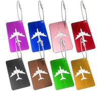 Gentpovth 8 Pezzi Etichette per Valigie in Alluminio, Targhette Valigia con Anelli in Acciaio Inossidabile, Etichetta Valigia Impermeabili, con Scheda per Informazioni Personali, per Bagaglio Valigie