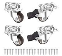 Gentpovth Set di 4 Rotelle per Mobili 1 pollice di alta qualità, con 2 Freni + 20 Viti, silenziose e scorrevoli Ruote Girevoli, senza segni sul pavimento, per Spostare Mobili Piccole, Tavolo, Armadio