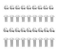 Gentpovth Viti A Testa Bombata Con Flangia 36 pezzi,M6 x 16mm + M6 x 20mm Viti a testa bombata con esagono incassato ISO 7380-2 Viti In Acciaio Inox 304,Elevata Durezza,Filettatura Completa