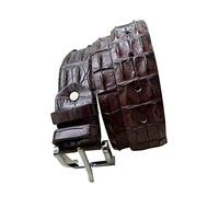 Genuine coccodrillo coccodrillo marrone scuro hornback pelle cintura in pelle per gli uomini, design silenzioso di lusso, Marrone scuro, vita 46"