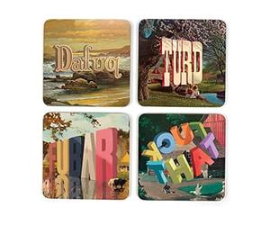 Genuine Fred Sottobicchieri Wayne - Set di 4 sottobicchieri in sughero, colore: Bianco