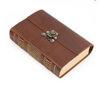 Genuine Leather Embossed Sketchbook Handmade Notebook Journals With Cute Butterfly Clasp Per scrivere e prendere appunti(FM Brown)