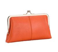 Genuine Leather Long Wallet, Coin Purse Wallet With Clasp, PU Leather Coin Purse, Large Capacity Kiss Lock Coin Purse Wallet with Clasp for Women, PU Leather Holder for Cash, Coins, and Credit Cards