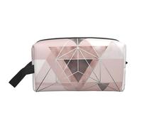 Geo astratto in rosa cipria e grigio, Borsa per il trucco Borsa per cosmetici Borsa da viaggio portatile da viaggio Borsa per trucco Organizer
