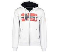 Geo Norway Gayto Men Felpa con Cappuccio, Bianco, XL Uomo