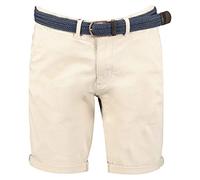 Geo Norway PLAGEO Men - Bermuda Chino, da Uomo, con Cintura, Pantaloncini Corti, Grandi Tasche, in Cotone, Taglia Regolabile, Estivo, Confortevole, Pantaloni Lavabili in Lavatrice (Bianco Sporco, M)