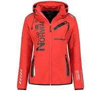 GEO NORWAY REINE LADY - Giacca Softshell Impermeabile Da Donna - Giacca Calda Con Cappuccio All'aperto - Giacca Con Zip Resistente Invernale - Attività All'aperto Escursionirosso/nero - L
