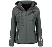 GEO NORWAY REINE LADY - Giacca Softshell Impermeabile Da Donna - Giacca Calda Con Cappuccio All'aperto - Giacca Con Zip Resistente Invernale - Attività All'aperto Escursionigrigio/nero - L