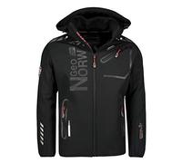 GEO NORWAY ROYAUTE MEN - Giacca Softshell Impermeabile Da Uomo - Cappuccio Giubbotto Traspirante Calda - Giacca Tattico Antivento Invernale - Ideale Attività All'aperto NERO / NERO - M