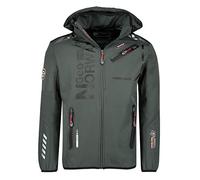 GEO NORWAY ROYAUTE MEN - Giacca Softshell Impermeabile Da Uomo - Cappuccio Giubbotto Traspirante Calda - Giacca Tattico Antivento Invernale - Ideale Attività All'aperto GRIGIO/NERO - M