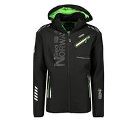 GEO NORWAY ROYAUTE MEN - Giacca Softshell Impermeabile Da Uomo - Cappuccio Giubbotto Traspirante Calda - Giacca Tattico Antivento Invernale - Ideale Attività All'aperto NERO/VERDE - XXL