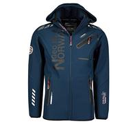 GEO NORWAY ROYAUTE MEN - Giacca Softshell Impermeabile Da Uomo - Cappuccio Giubbotto Traspirante Calda - Giacca Tattico Antivento Invernale - Ideale Attività All'aperto MARINA/NERO - S