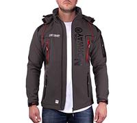 GEO NORWAY TECHNO MEN Giacca Softshell Zip Impermeabile Da Uomo - Giubbotto Cappuccio Traspirante - Giacca Tattico Antivento Calda Invernale - Ideale Per Le Attività All'aperto Grigio scuro - S