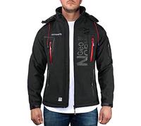 GEO NORWAY TECHNO MEN Giacca Softshell Zip Impermeabile Da Uomo - Giubbotto Cappuccio Traspirante - Giacca Tattico Antivento Calda Invernale - Ideale Per Le Attività All'aperto Nero - L