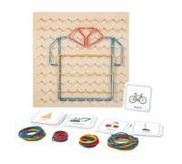 Geo tavole per bambini, bordo in gomma | bordo in gomma prescolare,Geotabler matematici in legno per bambini con 50 carte di modelli e 80 bande di gomma