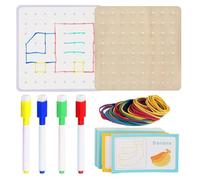 Geoboard Con Elastici,Scheda puzzle per bambini - Educazione manipolativa matematica per bambini con carte per la creazione di forme geometriche, stelo
