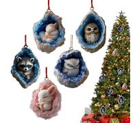 Geode - Decorazione a forma di animale, in acrilico 2D, 5 pezzi, per feste, pareti, finestre, auto, specchietto interno, casa, albero di Natale, decorazione per gli amanti delle vacanze