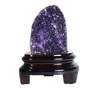 Geode naturale Druzy ametista cristallo cluster gemma esemplare con supporto in legno Uruguay