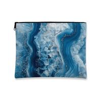 Geode - Trousse da viaggio per cosmetici, con motivo in agata blu, da donna, piccola borsa portatile in tela con cerniera, organizer per articoli da toeletta regalo per festival, Blu, 7x9 Inch, Agata