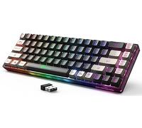 GEODMAER - Tastiera wireless da gioco, 65% ricaricabile, tastiera retroilluminata da gioco, 68 tasti ultra-compatto anti-fantasma senza conflitti, tastiera wireless per PC, laptop, Windows