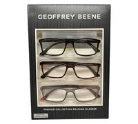 Geoffrey Beene 3 Confezione Uomo Occhiali da Lettura Nero Opaco, Grigio,