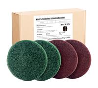GEOGIEEW - 4 pezzi di vlies abrasivo con velcro, 2 spugne abrasive da 150 mm, spugna per lucidatura per levigatrice orbitale