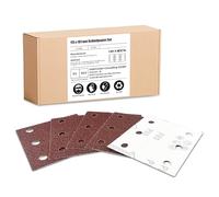 GEOGIEEW 50 Pezzi Fogli Abrasivi per Levigatrice Orbitale 101 x 115 mm, Grana 40, 6 Fori Carta Abrasiva Vetrata con per Levigatrice/Smerigliatrice