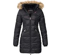 Geographical Norway Abeille Lady Distribrands - Parka caldo da donna - cappotto di pelliccia sintetica spessa - giacca a vento invernale - piumino lungo foderato (Nero M - Taglia 2)
