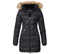 Geographical Norway Abeille Lady Distribrands - Parka caldo da donna - cappotto di pelliccia sintetica spessa - giacca a vento invernale - piumino lungo foderato (Nero XL - Taglia 4)