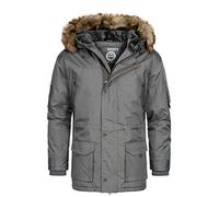 Geographical Norway Abiosaure Men Distribrands - Giacca calda impermeabile da uomo - cappotto con cappuccio spesso in pelliccia all'aperto - giacca antivento invernale con fodera (Grigio Scuro S)