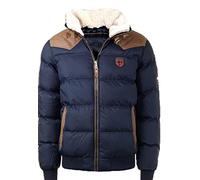 Geographical Norway Abramovitch Men Distribrands - Giacca Calda Uomo Casual - Cappotto Cappuccio Antivento - Giubbotto Caldo Invernale Giacca - Giacche Classico Zip Uomo Parka (Blu Marino XXL)
