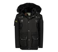 Geographical Norway ACROBATE Men - Parka caldo da uomo, impermeabile, con cappuccio spesso e cappuccio per attività all'aperto, giacca calda da vento, invernale, fodera esterna (Nero, 3XL)