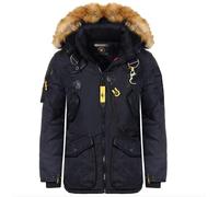 Geographical Norway Agaros Men - Parka Caldo Uomo Per L'Autunno-Inverno - Cappotto Impermeabile Cappuccio - Giacca Antivento Calda Uomo - Abito Ideale Per Gli Uomini (Marino XXL)