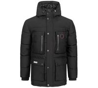 Geographical Norway Albert Men - Parka Caldo Uomo Per L'Autunno-Inverno - Cappotto Impermeabile Cappuccio - Giacca Antivento Calda Uomo - Per Gli Uomini (Nero L)