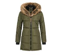 Geographical Norway Beautiful - Piumino da donna, con cappuccio in pelliccia Kaki Small