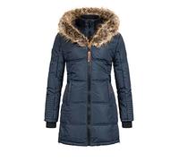 Geographical Norway BEAUTIFUL LADY - Parka Caldo Da Donna - Cappotto Cappuccio Di Pelliccia Finta - Giacca A Vento Invernale - Giacca Lunga Fodera Calda - Regalo Donna (Navy S)