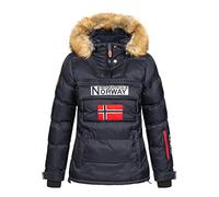 Geographical Norway BELANCOLIE Lady - Parka Caldo da Donna - Cappotto Cappuccio Pelliccia Sintetica - Giacca Vento Invernale - Giacca Corta Fodera Calda - Regalo da Donna (Marine, M)