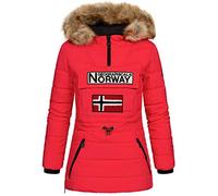 Geographical Norway Belinda Lady - Parka caldo da donna con cappuccio in pelliccia passamontagna invernale fodera calda da donna alla moda (Rosso XL)